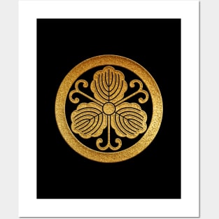 Gold Maruni Tsuru Kashiwa Kamon Posters and Art